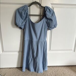 Blue Puff Sleeve Dress